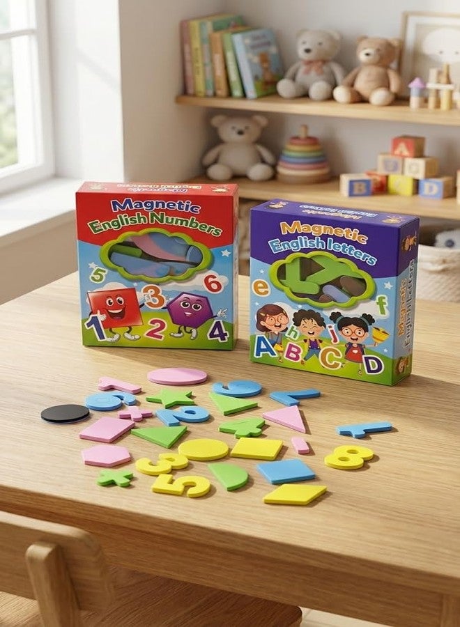 YIXT English Letters andNumbers, Shapes for Kids Learning Toy | Colorful EVA Foam Magnetic Puzzle Set for Whiteboard & Fridge(Pack of 2) - Image 5