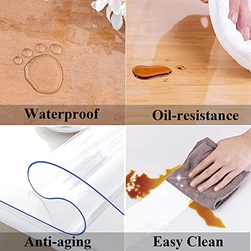 FeelingWarm Clear Table Protector - Oval Clear Vinyl Tablecloth Cover Transparent Plastic Kitchen Waterproof Protector 60x 90 Inch, Oval - Image 3