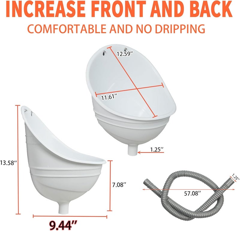 shawoo Waterless Urinal Garage Urinal for Men Plastic Urinals for Men, Urine Diverter Outdoor Urinal Wall-Mounted Urinals For Men Bathroom, No-Drill Lnstallation Self-Adhesive Mens Urinal (white) - Image 2
