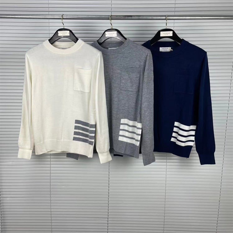 Tb Tom'S New Round Neck Four-Stripe Long-Sleeved Cardigan With Side, Casual, Fashionable And Comfortable, Same Style For Men And Women - Image 2