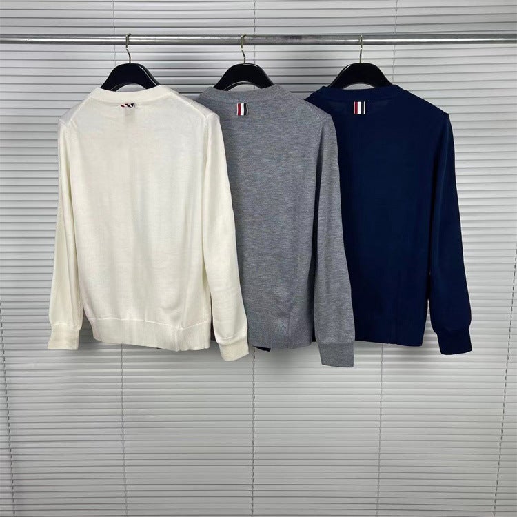 Tb Tom'S New Round Neck Four-Stripe Long-Sleeved Cardigan With Side, Casual, Fashionable And Comfortable, Same Style For Men And Women - Image 3