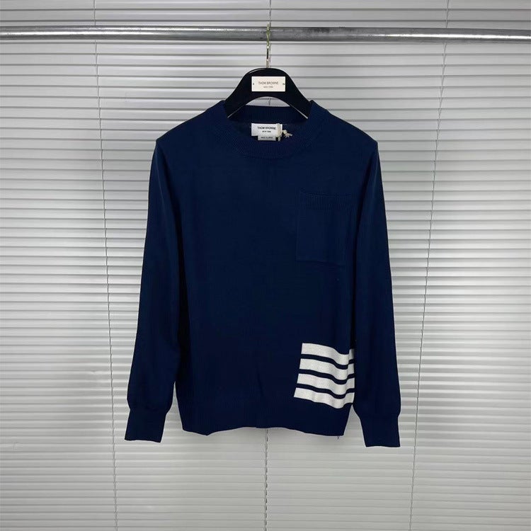 Tb Tom'S New Round Neck Four-Stripe Long-Sleeved Cardigan With Side, Casual, Fashionable And Comfortable, Same Style For Men And Women - Image 1