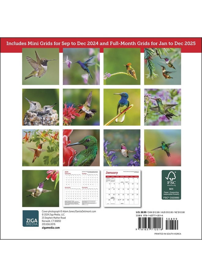 Ziga Media Hummingbirds Mini Wall Calendar 2025, 7" X 7"  - Image 4