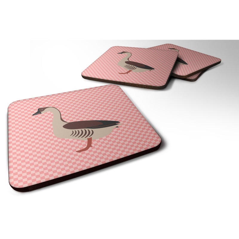 ""Caroline's Treasures Chinese Goose Pink Check Decorative Coasters  3.5""""  Multicolor""