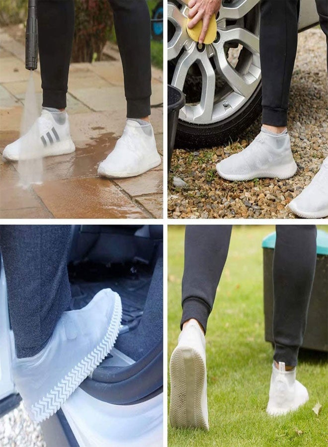1Pair White Waterproof Shoe Covers Silicone Non Slip Rubber Rain Shoe Cover Unisex Shoe Protectors Overshoes for Outdoor, Rain, Snow, Grassland Shoes Women Men （XL） - Image 4
