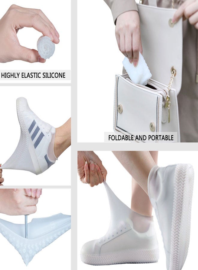 1Pair White Waterproof Shoe Covers Silicone Non Slip Rubber Rain Shoe Cover Unisex Shoe Protectors Overshoes for Outdoor, Rain, Snow, Grassland Shoes Women Men （XL） - Image 5