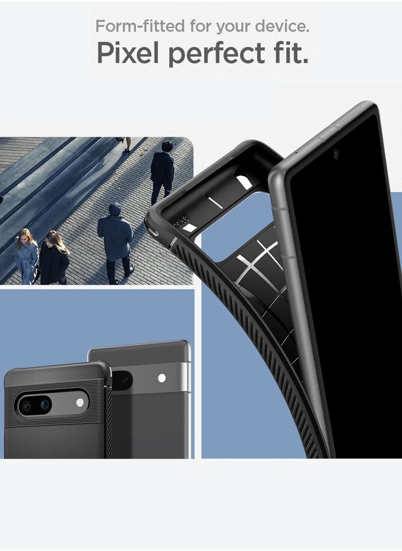 Spigen Rugged Armor Google Pixel 7a Case Cover (2023) with Carbon Fiber Textures - Matte Black  - Image 4