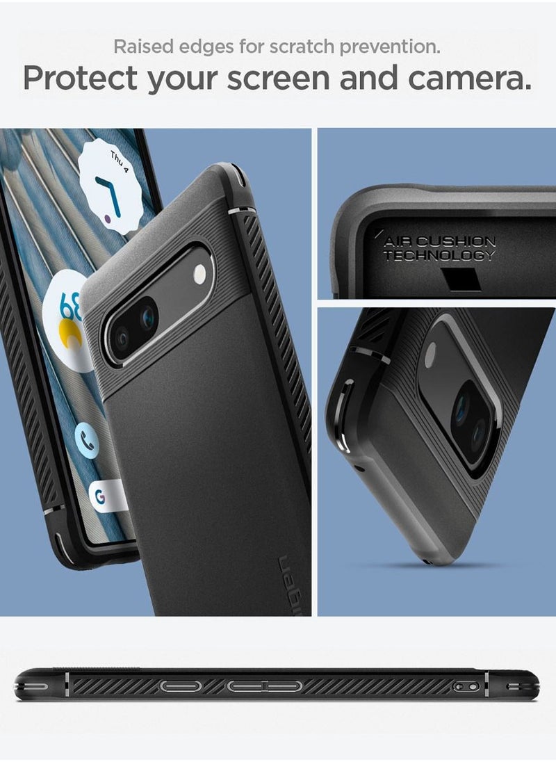Spigen Rugged Armor Google Pixel 7a Case Cover (2023) with Carbon Fiber Textures - Matte Black  - Image 5