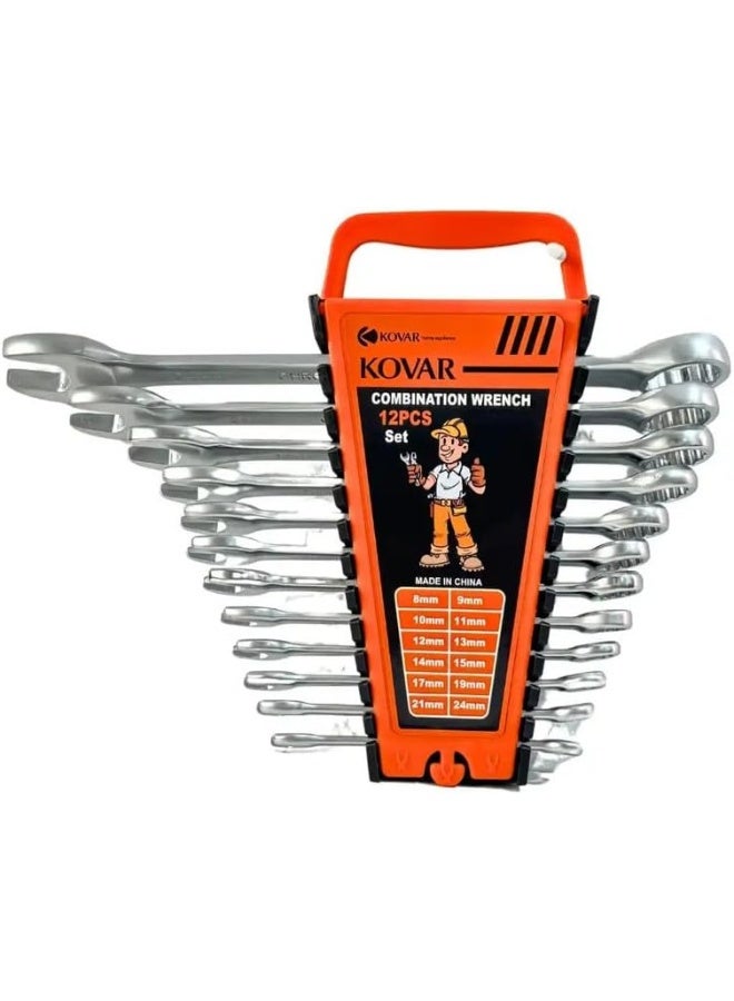 kovar مجموعة أدوات كوفار من مفاتيح ربط مزدوجة الجوانب بمقابض مسطحة - 12 قطعة