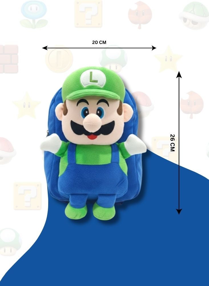 بريميم حقيبة ظهر لويجي ثلاثية الأبعاد للأطفال - حقيبة مدرسية ناعمة محشوة من سلسلة سوبر ماريو، بتصميم أخضر وأزرق - Image 5