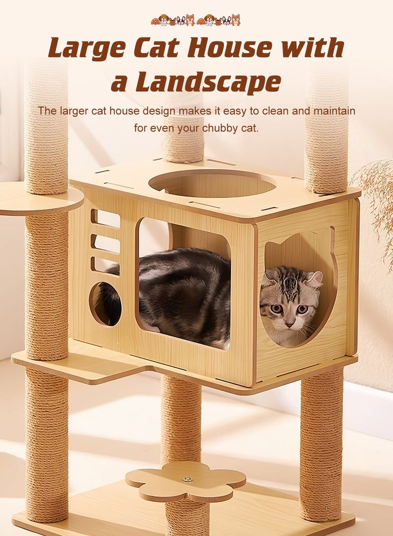 كيدل شجرة القطط، إطار تسلق القطط، عمود خدش القطط، بيت القطط، قطط متعددة - Image 3