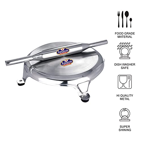 Apeiron Stainless Steel Chapati Rolling Board Or Chakla & Belan Or Rolling Pin with Silver Colour Set of 1 Pieces of Both Items in One Packet - Image 5