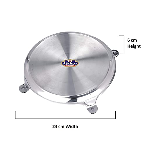 Apeiron Stainless Steel Chapati Rolling Board Or Chakla & Belan Or Rolling Pin with Silver Colour Set of 1 Pieces of Both Items in One Packet - Image 3