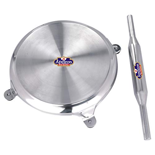 Apeiron Stainless Steel Chapati Rolling Board Or Chakla & Belan Or Rolling Pin with Silver Colour Set of 1 Pieces of Both Items in One Packet - Image 2