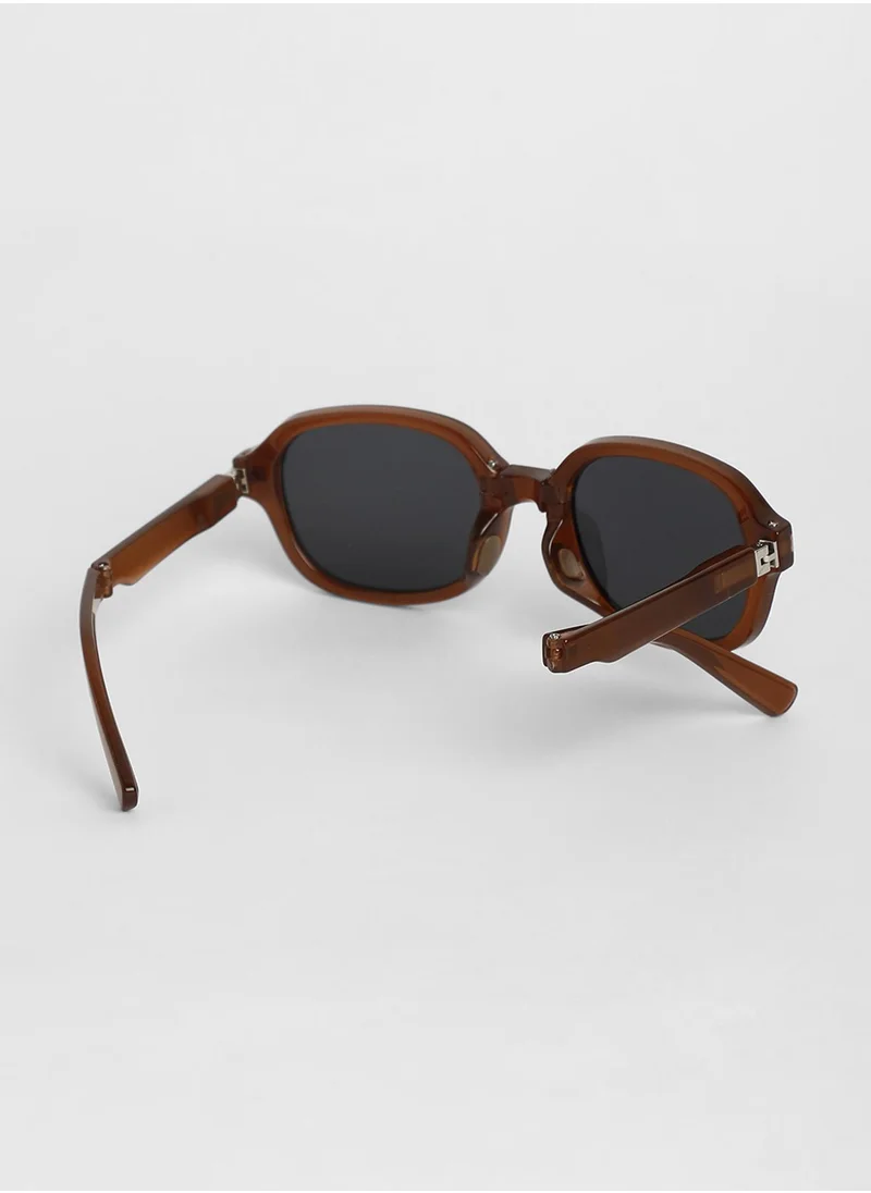 صوص هاوت Foldable Rectangular Sunglasses - Brown