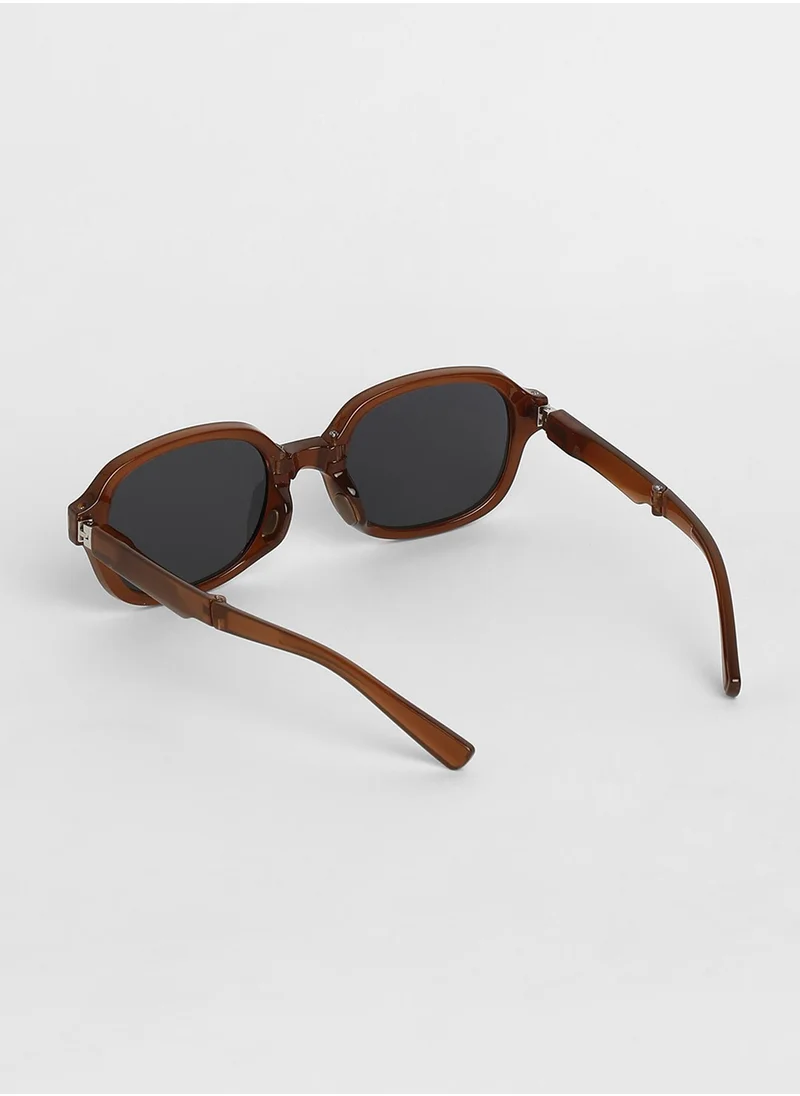 صوص هاوت Foldable Rectangular Sunglasses - Brown