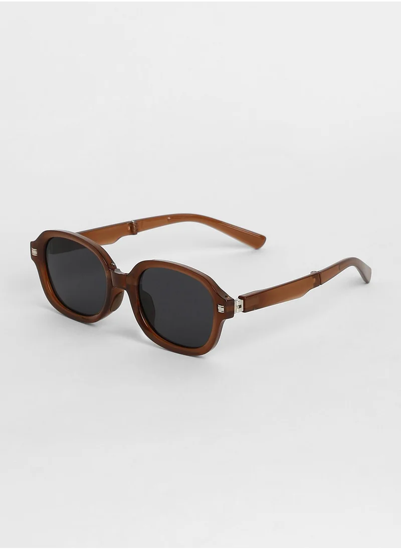 صوص هاوت Foldable Rectangular Sunglasses - Brown