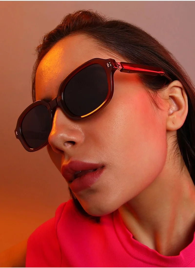 صوص هاوت Foldable Rectangular Sunglasses - Brown