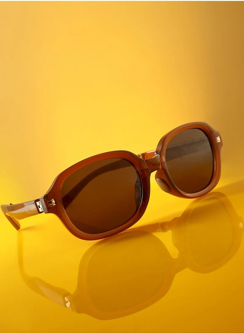 صوص هاوت Foldable Rectangular Sunglasses - Brown