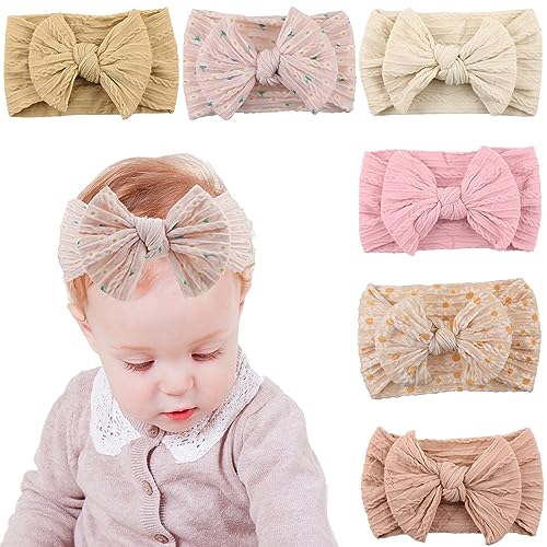 KIDOCHEESE Baby Girls Headbands with Bows Elastics Nylon Hair Bows Hairbands Hair Accessories for Newborn Infant Toddlers Kids - Image 1