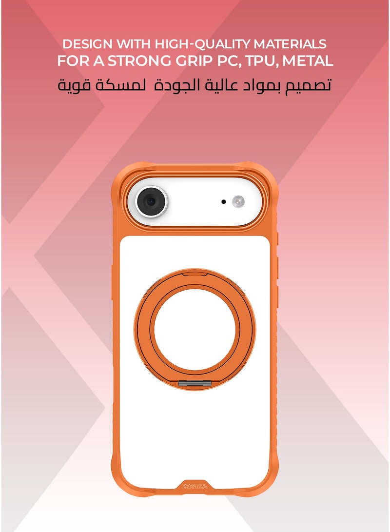 Xonda ArmorX iPhone 17 Air MagSafe Case Orange  - 360 Degree Rotating Stand, Military Grade Rugged Protection, Scratch and Shock Resistant, MagSafe Compatible - Image 2