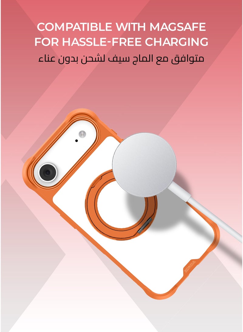 Xonda ArmorX iPhone 17 Air MagSafe Case Orange  - 360 Degree Rotating Stand, Military Grade Rugged Protection, Scratch and Shock Resistant, MagSafe Compatible - Image 5