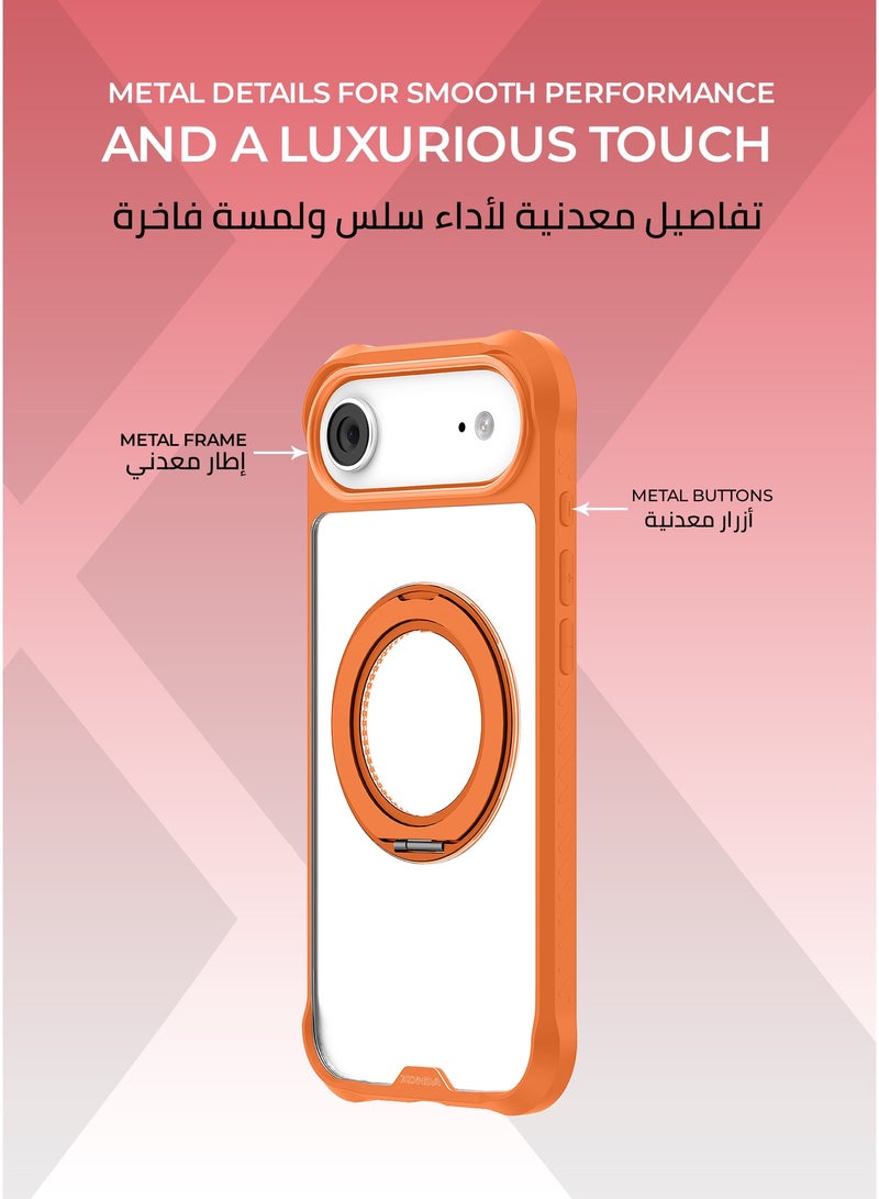Xonda ArmorX iPhone 17 Air MagSafe Case Orange  - 360 Degree Rotating Stand, Military Grade Rugged Protection, Scratch and Shock Resistant, MagSafe Compatible - Image 3