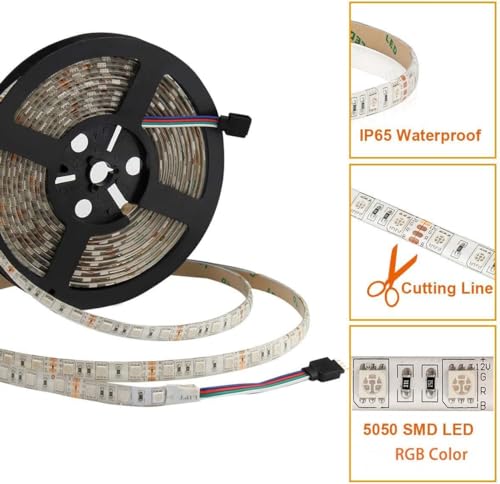SUPERNIGHT LED Strip Lights, 16.4FT 5M SMD 5050 Waterproof 300LEDs RGB Color Changing Flexible LED Light Strip for Bedroom, TV Back Lighting (Not Include Power) - Image 4