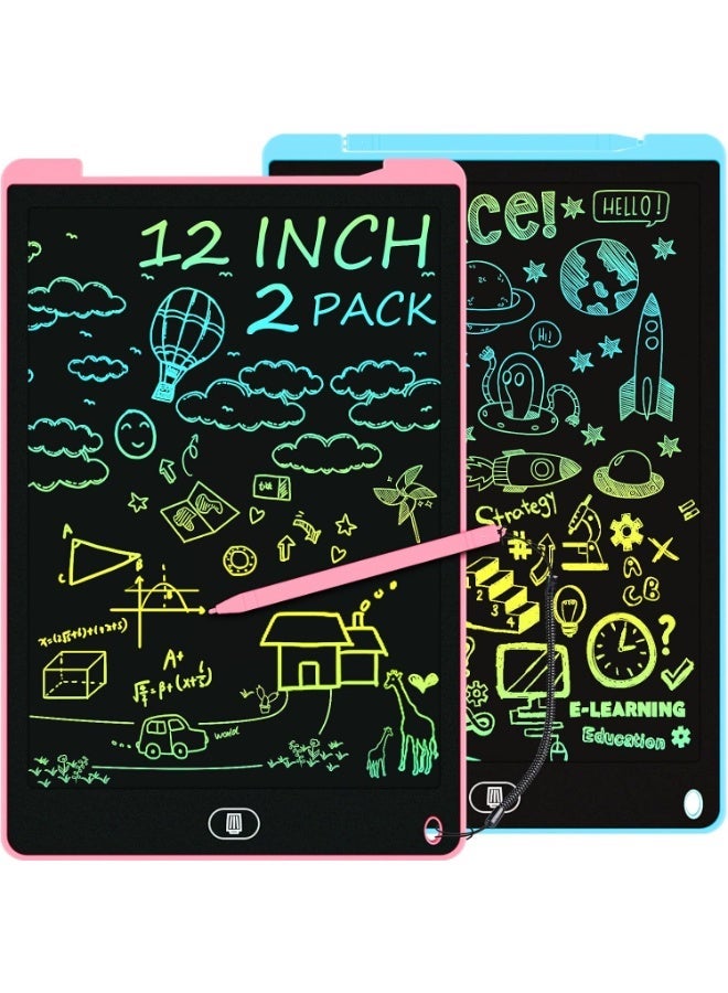 2 Pack Kids Drawing Tablet Colorful LCD Writing Pad with Stylus, Educational Doodle Board Toy, Kids Tablet - Image 1