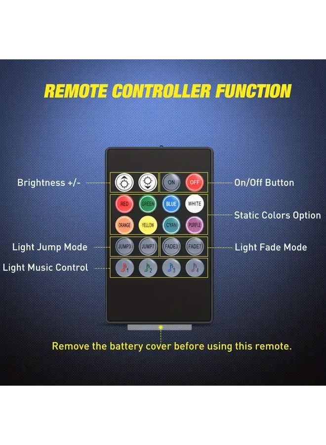 Love Tomorrow Neon LED Ambient Footwell Light Kit RGB Wireless Remote Music Control - Image 3