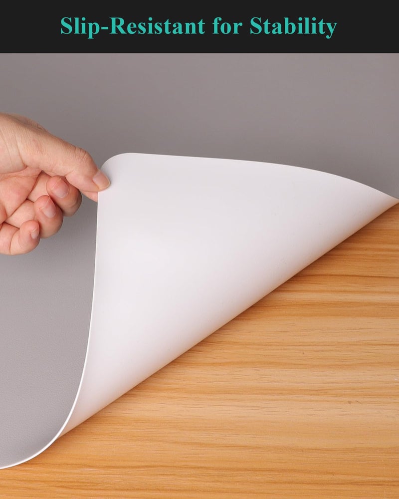 Furkit Light Gray Plastic Table Cover Protector, 36" x 72" Waterproof Easy Flat PVC Desk Pad Mat, 1.5mm Thick Rectangle Vinyl Table Top Protector for Dining Room Table, Office, Dresser - Image 5