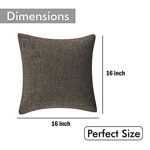Yellow Weaves Jute Texture Cushion Covers, 16 X 16 Inches, Brown, Set of 5, 250 TC - Image 4