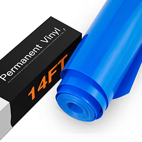 HTVRONT Blue Vinyl  12 x 14 FT Adhesive Vinyl Roll for Cricut Silhouette Cameo Cutters Signs Scrapbooking Craft Die Cutters Glossy