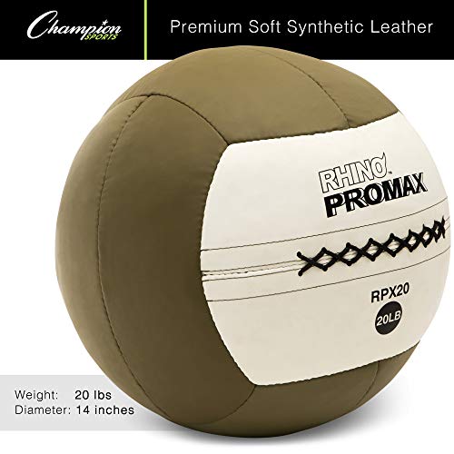 Champion Sports RPX20 Rhino Promax Slam Balls, 20 lb, Soft Shell with Non-Slip Grip, Medicine Wall Exercise Ball for Weightlifting, Plyometrics, Cross Training, & Home Gym Fitness - Image 2