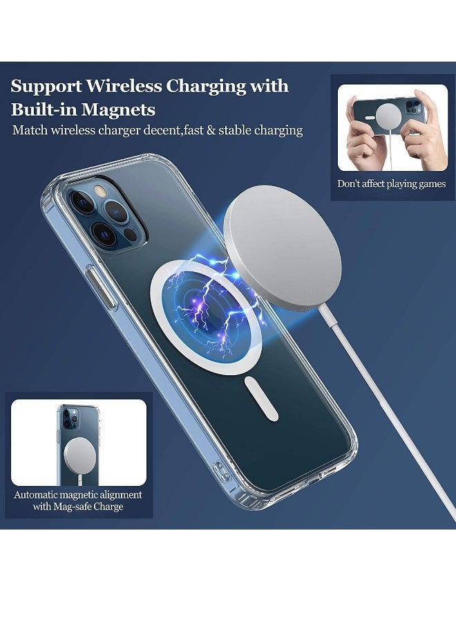 DUSALA iPhone 12 Pro Max Clear Magnetic Cover MagSafe Compatible Hybrid Protective Crystal Clear Hard Back Case Shockproof Silicone Frame Slim Transparent Case for Apple iPhone 12 Pro Max - Image 5