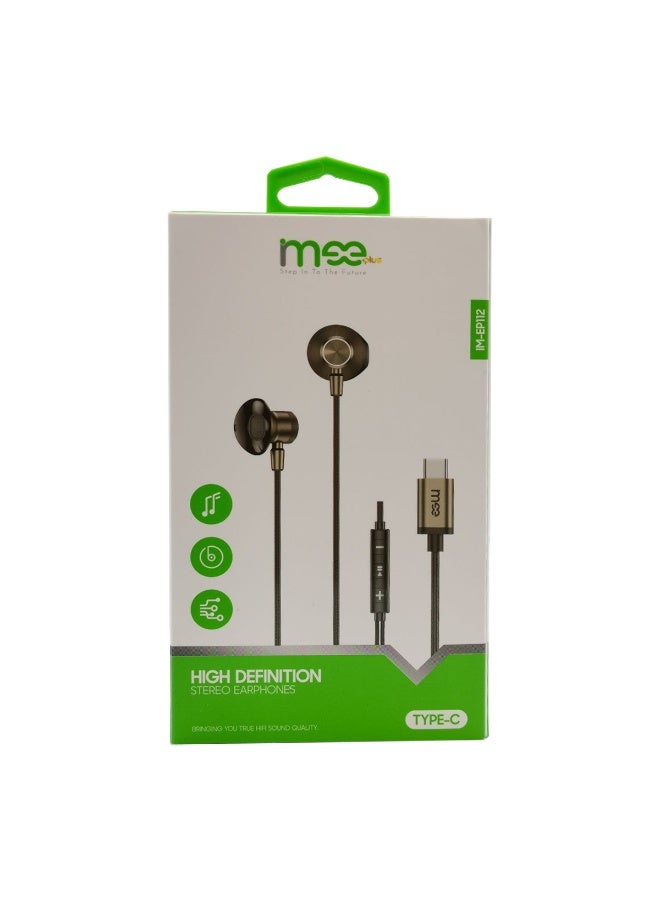 آیمی سماعات أذن سلكية IMEE Plus IM-EP112 من النوع C بطول كابل 1.2 متر، صوت ستيريو عالي الدقة، مشغلات ديناميكية 10 مم، هيكل معدني، ميكروفون مدمج مع تحكم في مستوى الصوت، متوافقة مع الهواتف الذكية والأجهزة اللوحية وأجهزة الكمبيوتر المحمولة - Image 2