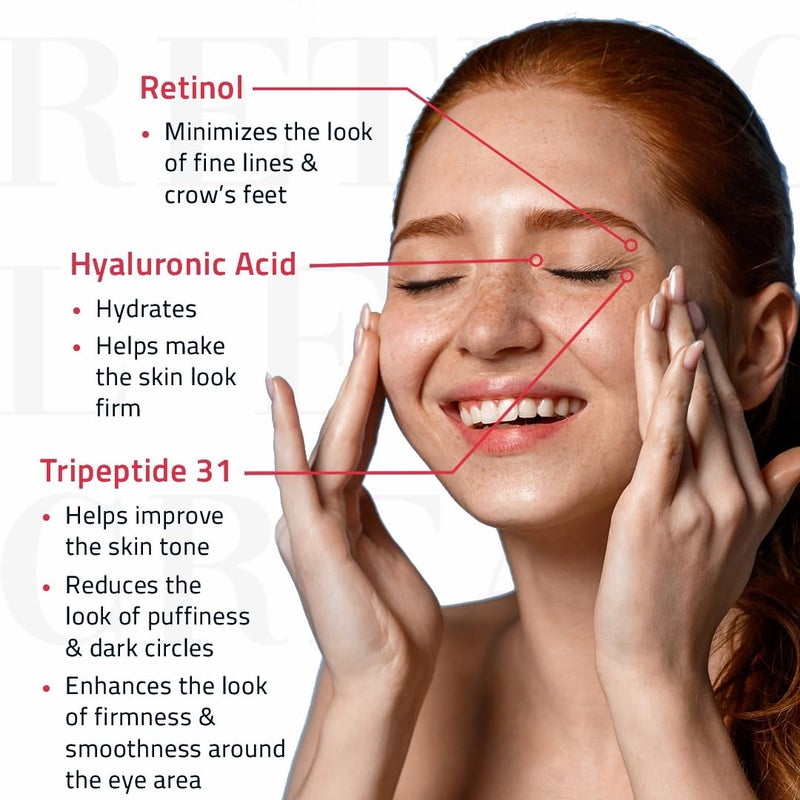 YEOUTH Retinol Eye Cream Anti Aging, Firming Under Eye Cream for Puffiness and Bags Under Eyes for Wrinkles and Dark Circles with Hyaluronic Acid and Tripeptides 15ml - Image 5