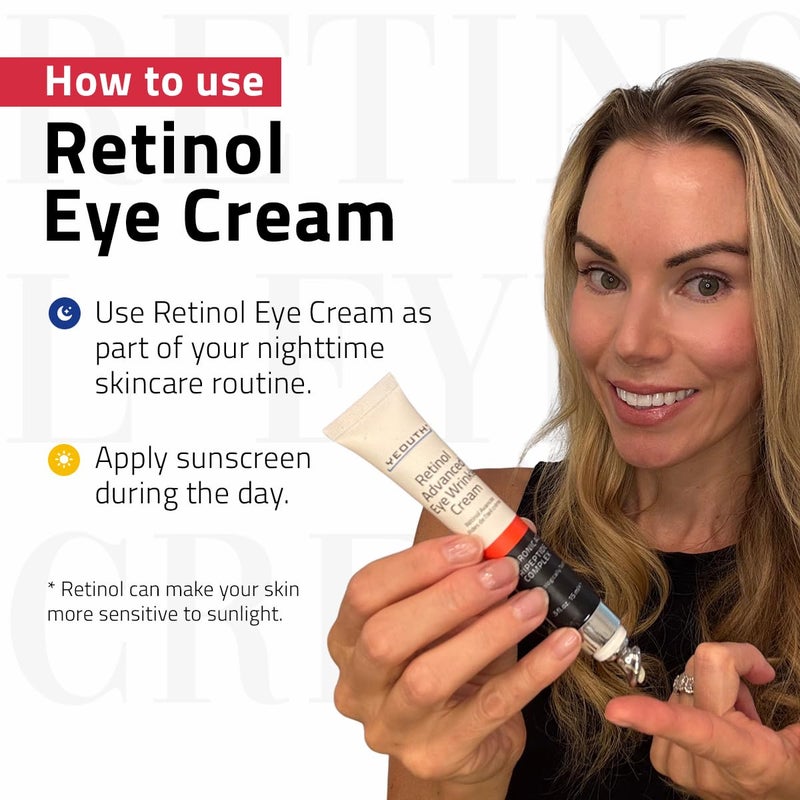 YEOUTH Retinol Eye Cream Anti Aging, Firming Under Eye Cream for Puffiness and Bags Under Eyes for Wrinkles and Dark Circles with Hyaluronic Acid and Tripeptides 15ml - Image 4