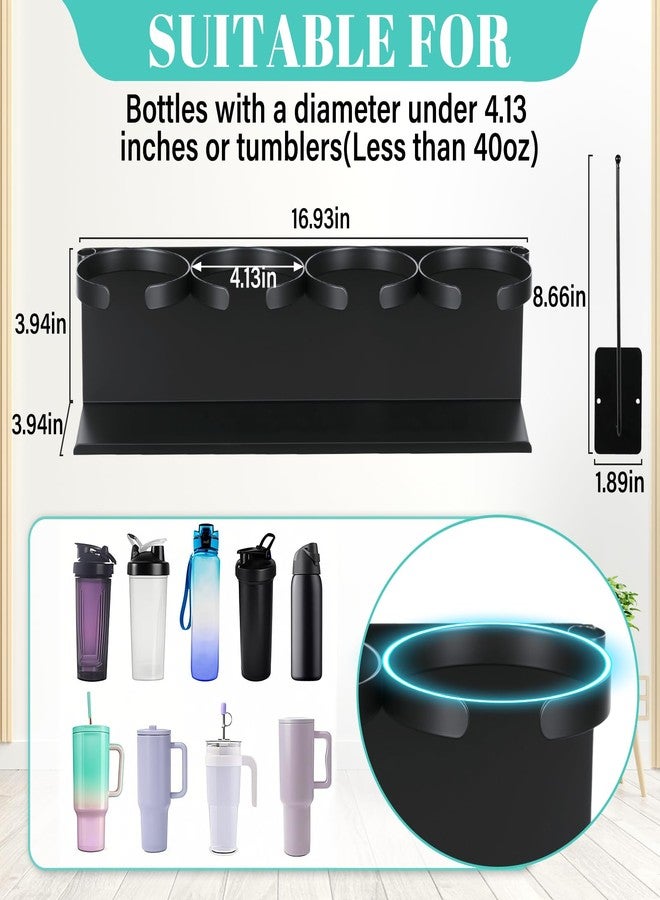 Linidcoud Magnetic Cup Holder for Fridge,8 Cups Water Bottle Organizer for Stanley 30 40 oz with Tumbler Lid Organizer,High Capacity Heavy Duty Kitchen Storage Rack Accessories - Image 5