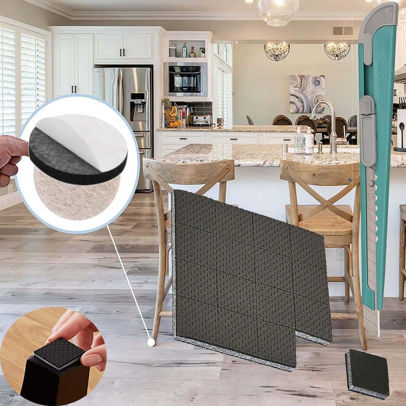 DIY Crafts 16 Pcs, 1 Sheet = Size:7.86*7.86" Pad + DIY Cutter Anti Slip Furniture Pad Rubber Furniture Carpet Bottom Furniture Pads Protect Hardwood Tile or Laminate Floor (16 Pcs, Size: 7.86*7.86") - Image 1