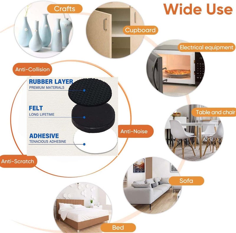 DIY Crafts 16 Pcs, 1 Sheet = Size:7.86*7.86" Pad + DIY Cutter Anti Slip Furniture Pad Rubber Furniture Carpet Bottom Furniture Pads Protect Hardwood Tile or Laminate Floor (16 Pcs, Size: 7.86*7.86") - Image 3