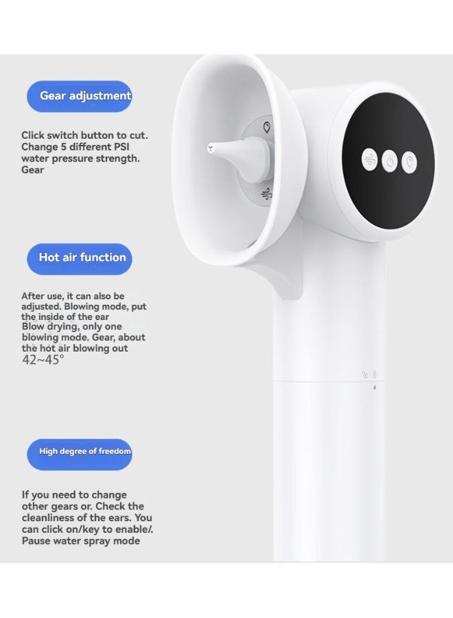 M MIAOYAN Electric Ear Cleaner with 5 Pressure Modes, Dual Water Tank & Pulse Water Flow | Ear Wax Remover with Warm Air Drying for Adults & Kids, Waterproof & Rechargeable - Image 4