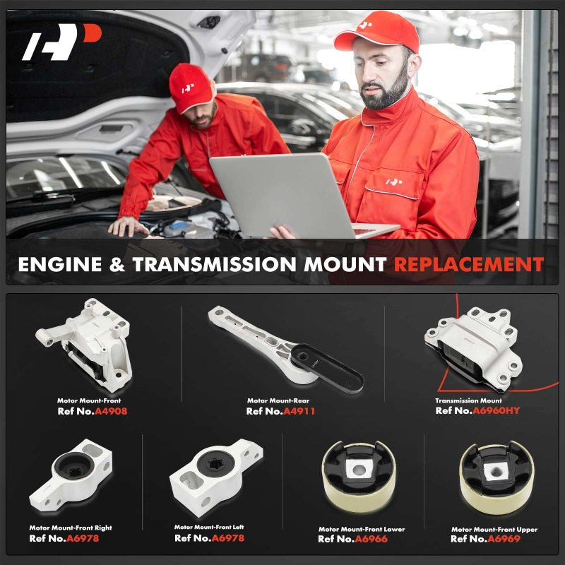 A-Premium Engine Mount Replacement for Volkswagen Tiguan 2009-2017, 2.0L, Automatic Transmisssion, Set of 7 - Image 2