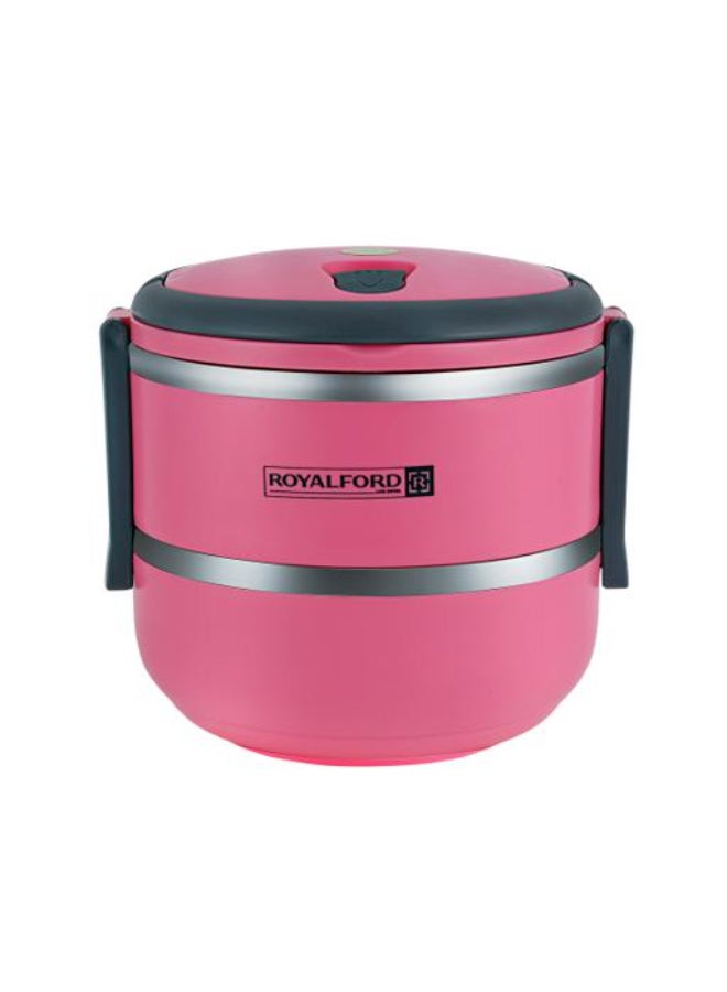 Royalford RF4673 Double Layer Lunch Box - Leak-Proof & Airtight Lid Food Storage Container - High-Quality Stainless Steel Inner, Non-Toxic and Extended Fastening Lid Design - Portable & Dishwasher Safe Multicolor 1.8Liters - Image 5