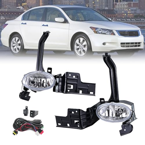LEVANLIGHT Fog Lights Assembly For 20082010 Honda Accord Sedan Driving Fog Lights Lamps Clear Lens  With H11 12V 35W Halogen Bulbs  Wiring Harness Kit