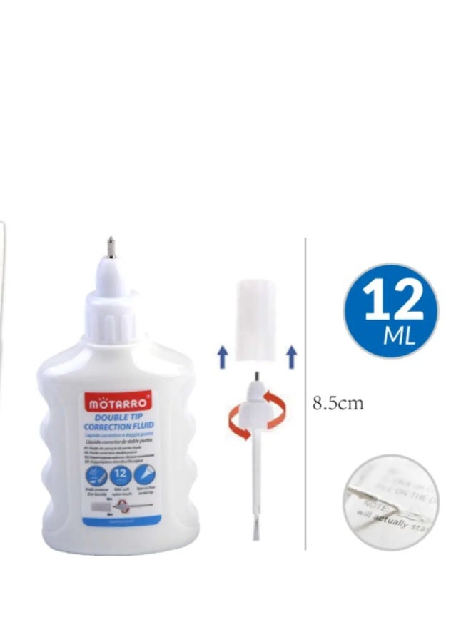 MOTARRO MK065-4 Correction Fluid–Quick-Drying White Liquid Paper, Opaque & Smooth Coverage,Non-Toxic Formula