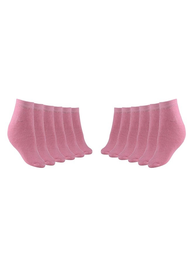 MUKHAKSH (Pack of 4 Pairs = 8 Socks Boys Winter Woolen Warm Pink Sneaker Length Socks - Image 1