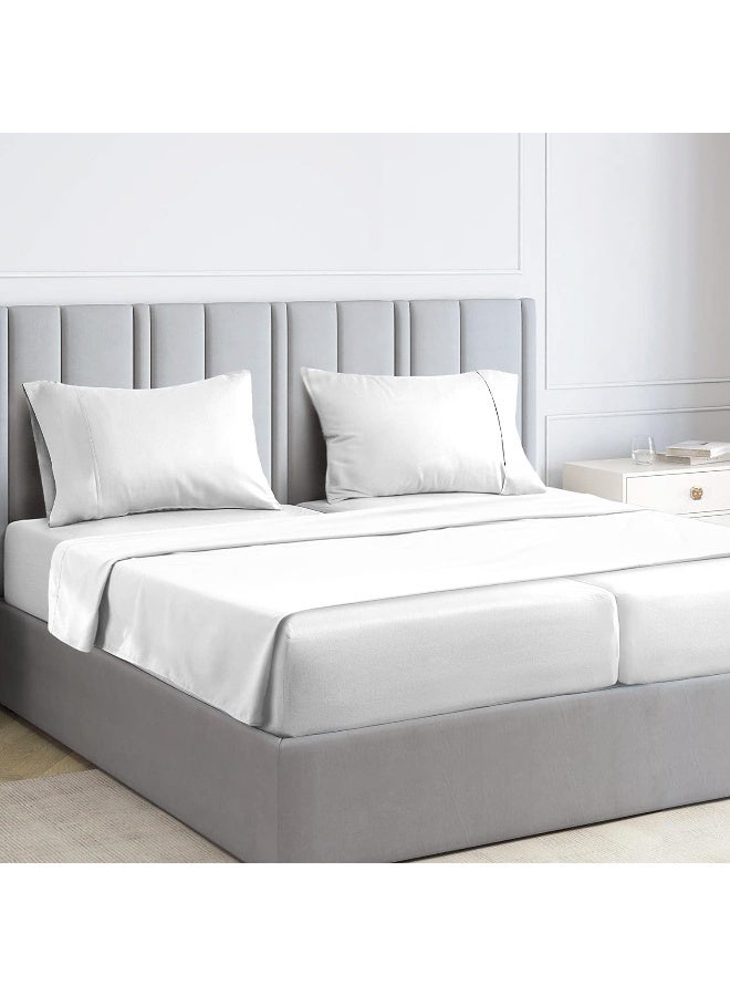 1000 Thread Count Sheet Set, 100% Long Staple Pure Cotton White Split King Sheets