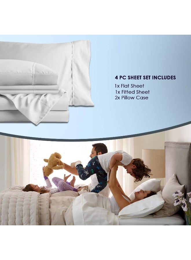 1000 Thread Count Sheet Set, 100% Long Staple Pure Cotton White Split King Sheets