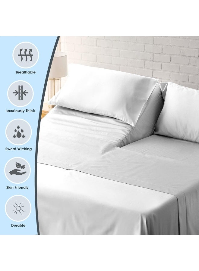 1000 Thread Count Sheet Set, 100% Long Staple Pure Cotton White Split King Sheets